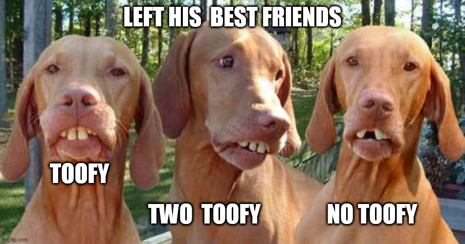 LEFT HIS  BEST FRIENDS TOOFY TWO  TOOFY NO TOOFY | made w/ Imgflip meme maker