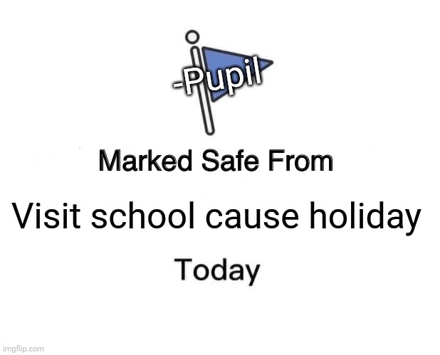 -Being straight. | -Pupil; Visit school cause holiday | image tagged in memes,marked safe from,eye pupil expand,today was a good day,happy holidays,back to school | made w/ Imgflip meme maker