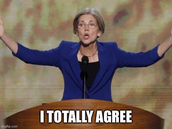 Elizabeth Warren | I TOTALLY AGREE | image tagged in elizabeth warren | made w/ Imgflip meme maker