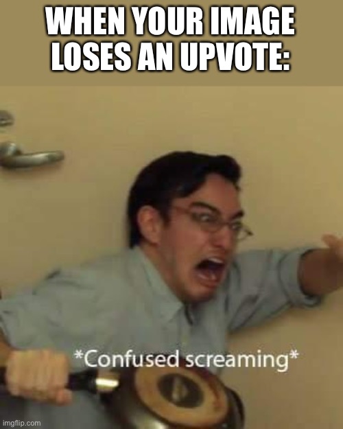 Oof~ | WHEN YOUR IMAGE LOSES AN UPVOTE: | image tagged in filthy frank confused scream,funny,memes,upvotes,images | made w/ Imgflip meme maker