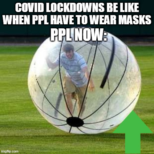 the millenial Mobile safe space | COVID LOCKDOWNS BE LIKE WHEN PPL HAVE TO WEAR MASKS; PPL NOW: | image tagged in the millenial mobile safe space | made w/ Imgflip meme maker