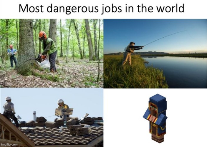 Most dangerous jobs in the world | image tagged in lol so funny,minecraft,memes,trade | made w/ Imgflip meme maker
