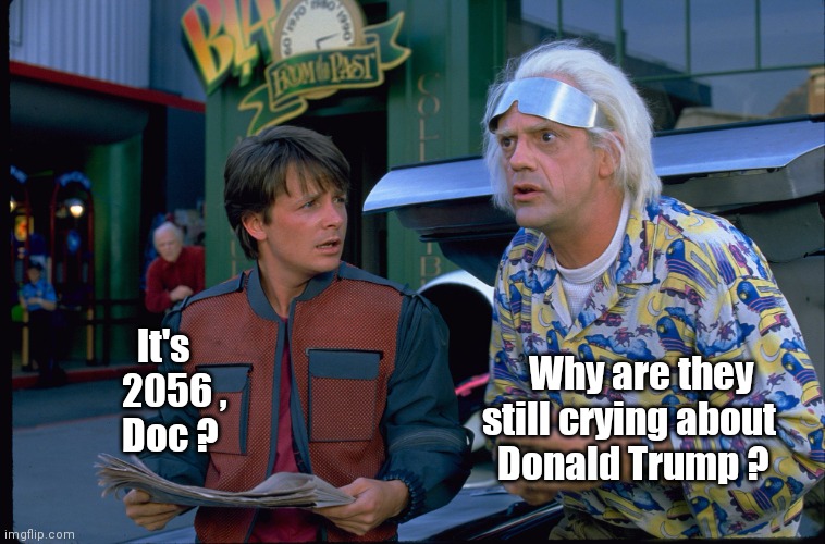 The Neverending story | It's 
            2056 ,
            Doc ? Why are they         
still crying about      
Donald Trump ? | image tagged in back to the future,whiners,never trump,trolls,election 2016,back in my day | made w/ Imgflip meme maker