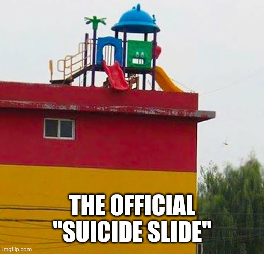 Whyyyy | THE OFFICIAL "SUICIDE SLIDE" | image tagged in funny,memes,suicide,playground,stupid,fails | made w/ Imgflip meme maker