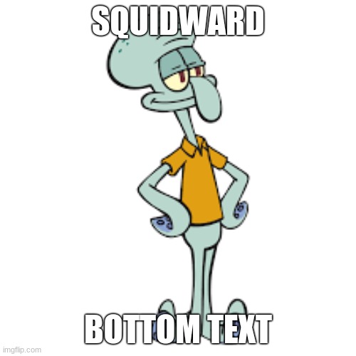 squidward   bottom text | SQUIDWARD; BOTTOM TEXT | image tagged in squidward,handsome squidward | made w/ Imgflip meme maker