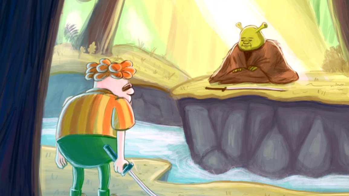 Carl meets Shrek in the woods Blank Meme Template