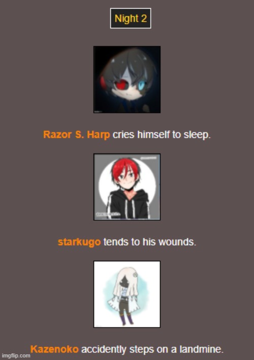 Night 2 | image tagged in hunger games | made w/ Imgflip meme maker