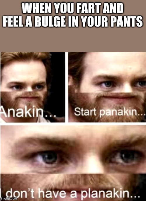 MOM IM SORRY | WHEN YOU FART AND FEEL A BULGE IN YOUR PANTS | image tagged in anakin start panakin | made w/ Imgflip meme maker