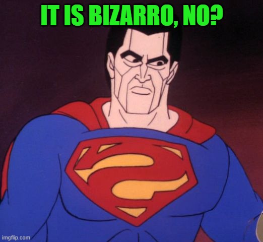 bizarro | IT IS BIZARRO, NO? | image tagged in bizarro | made w/ Imgflip meme maker