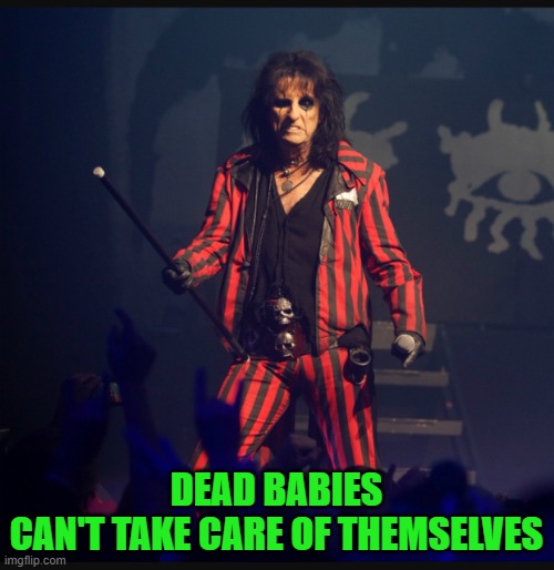 Alice Cooper | DEAD BABIES
CAN'T TAKE CARE OF THEMSELVES | image tagged in alice cooper | made w/ Imgflip meme maker