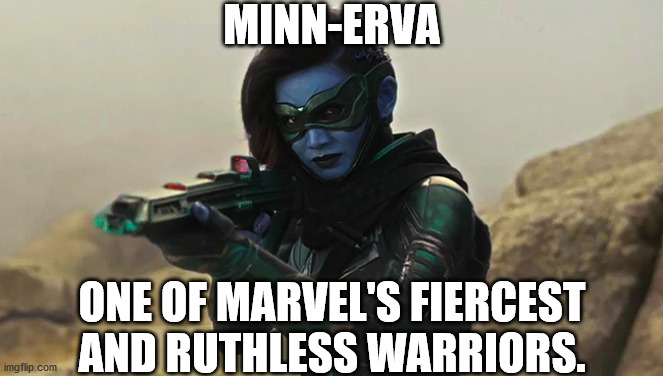 The killer Kree Starforce sniper. | MINN-ERVA; ONE OF MARVEL'S FIERCEST AND RUTHLESS WARRIORS. | image tagged in captain marvel | made w/ Imgflip meme maker