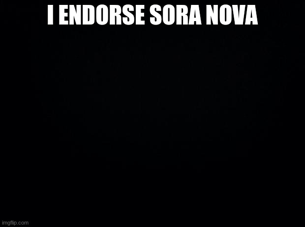 I endorse | I ENDORSE SORA NOVA | image tagged in black background | made w/ Imgflip meme maker