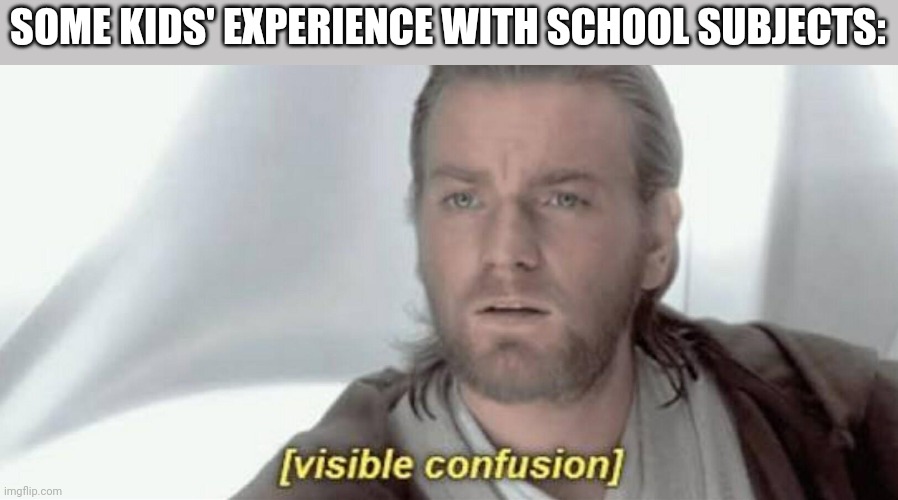 Lol | SOME KIDS' EXPERIENCE WITH SCHOOL SUBJECTS: | image tagged in visible confusion,funny,memes,school | made w/ Imgflip meme maker