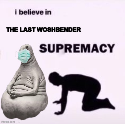 ah yes, wosh | THE LAST WOSHBENDER | image tagged in i believe in supremacy | made w/ Imgflip meme maker