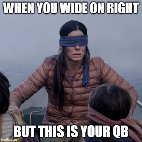 Football Fusion Roblox Meme | WHEN YOU WIDE ON RIGHT; BUT THIS IS YOUR QB | image tagged in memes,bird box | made w/ Imgflip meme maker
