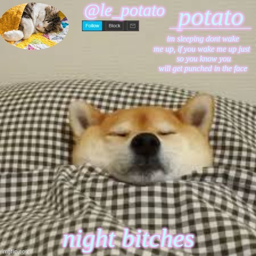 imma sleep | night bitches | made w/ Imgflip meme maker