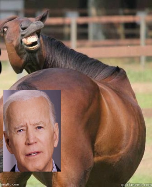 Self explanatory | image tagged in horses ass,joe biden,stupid liberals,election fraud,old pervert | made w/ Imgflip meme maker