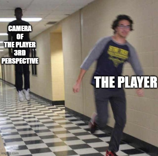 floating boy chasing running boy | CAMERA OF THE PLAYER
3RD PERSPECTIVE; THE PLAYER | image tagged in floating boy chasing running boy | made w/ Imgflip meme maker