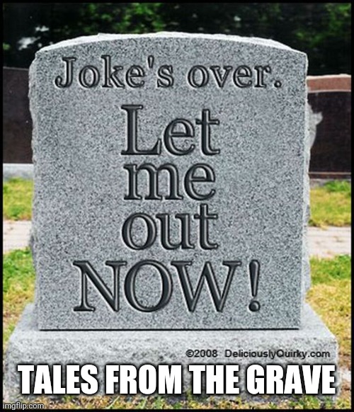 TALES FROM THE GRAVE | image tagged in in loving memory | made w/ Imgflip meme maker