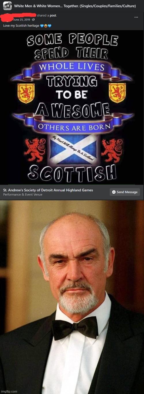 ya know, being born Scottish is not an achievement but this one isn't so bad just worth one stern Sean Connery | image tagged in sean connery | made w/ Imgflip meme maker