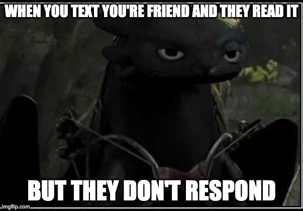why it be like this tho | WHEN YOU TEXT YOU'RE FRIEND AND THEY READ IT; BUT THEY DON'T RESPOND | image tagged in toothless is not inpressed | made w/ Imgflip meme maker