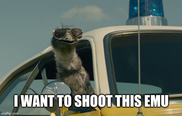 Limu Emu | I WANT TO SHOOT THIS EMU | image tagged in limu emu | made w/ Imgflip meme maker
