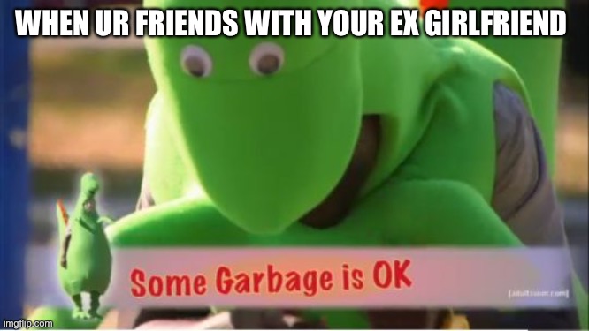 some garbage is ok | WHEN UR FRIENDS WITH YOUR EX GIRLFRIEND | image tagged in some garbage is ok | made w/ Imgflip meme maker