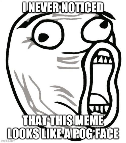 how did i not know | I NEVER NOTICED; THAT THIS MEME LOOKS LIKE A POG FACE | image tagged in memes,funny,lol guy,pog,bruh | made w/ Imgflip meme maker