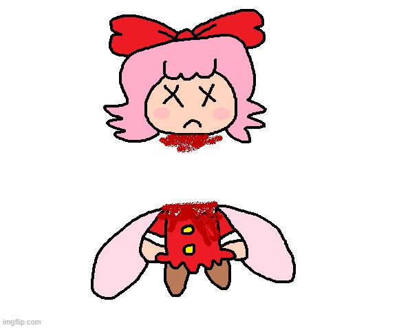 Ribbon Getting Her Head Cut Off Forever | image tagged in ribbon,kirby,gore,blood,funny,cute | made w/ Imgflip meme maker