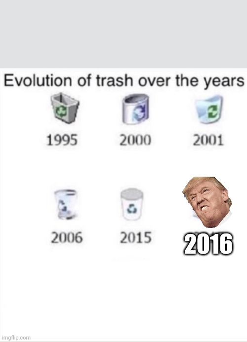 Evolution of Trash Over the Years | 2016 | image tagged in evolution of trash over the years | made w/ Imgflip meme maker