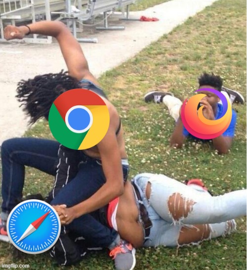 Google vs. Safari | image tagged in guy recording a fight,memes | made w/ Imgflip meme maker