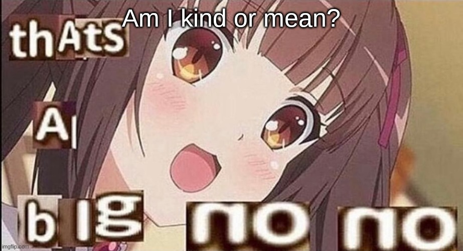 That's a big no no | Am I kind or mean? | image tagged in that's a big no no | made w/ Imgflip meme maker