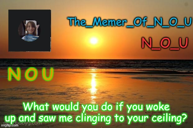 Hello there. I see you rn. | What would you do if you woke up and saw me clinging to your ceiling? | image tagged in announcement template | made w/ Imgflip meme maker