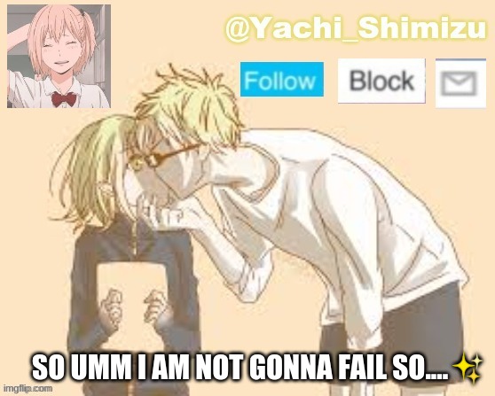 SO UMM I AM NOT GONNA FAIL SO....✨ | image tagged in yachi's simp temp | made w/ Imgflip meme maker