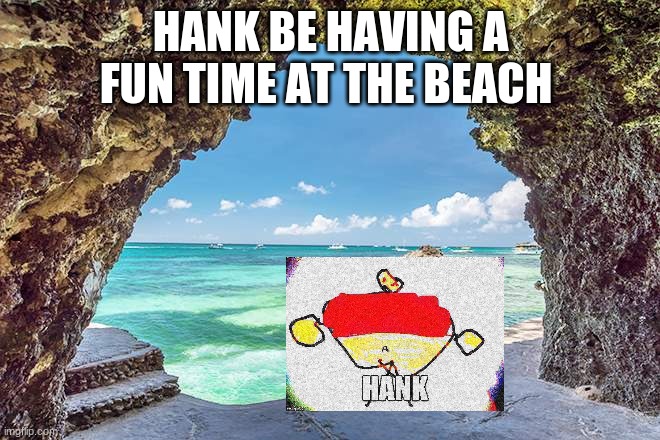 Hank at the beach. |  HANK BE HAVING A FUN TIME AT THE BEACH | image tagged in hank | made w/ Imgflip meme maker