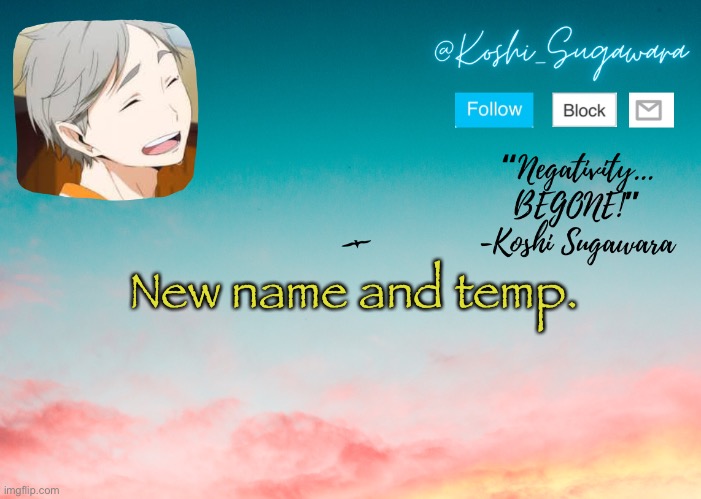Lol | New name and temp. | image tagged in koshi temp | made w/ Imgflip meme maker
