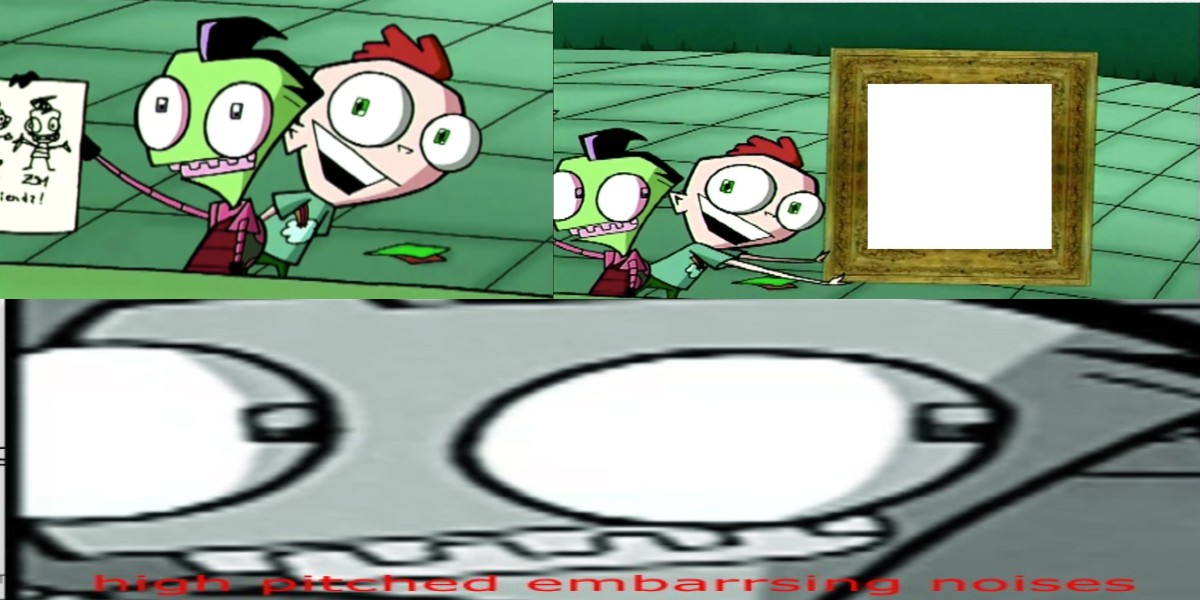 High Quality Zim looks at picture mem Blank Meme Template