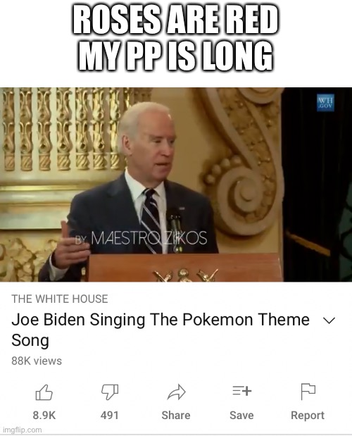 poetry | ROSES ARE RED
MY PP IS LONG | image tagged in memes,funny,poetry,youtube,pokemon,joe biden | made w/ Imgflip meme maker