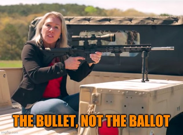 Q Crazy | THE BULLET, NOT THE BALLOT | image tagged in q crazy | made w/ Imgflip meme maker