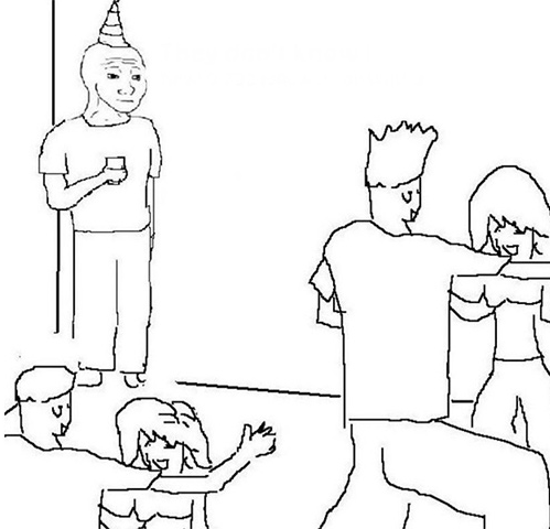 High Quality Guy in corner of party Blank Meme Template