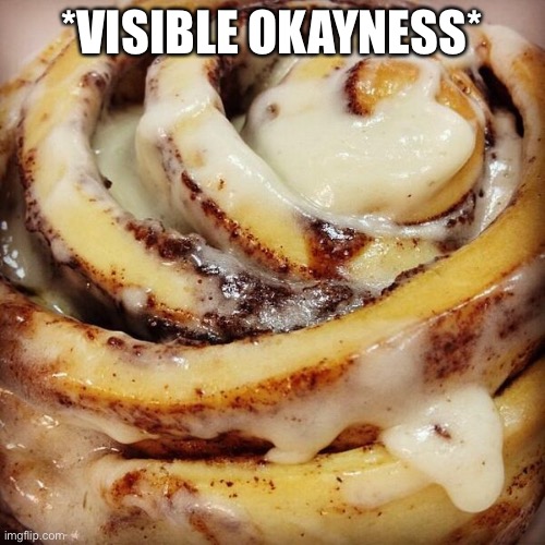 Cinnamon Bun | *VISIBLE OKAYNESS* | image tagged in cinnamon bun | made w/ Imgflip meme maker