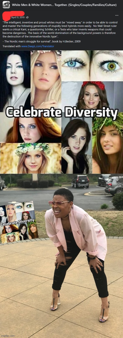 Black Woman Squinting Is Having A Hard Time Spotting The Diversity Here Imgflip