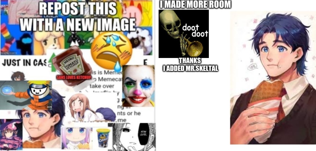 Repost this | THANKS 
I ADDED MR.SKELTAL | image tagged in repost this | made w/ Imgflip meme maker