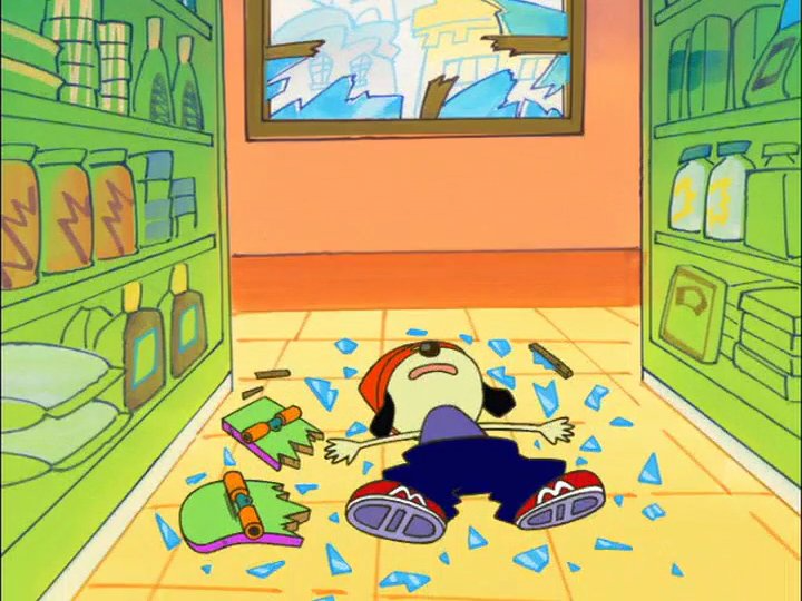 PaRappa on the floor Blank Meme Template