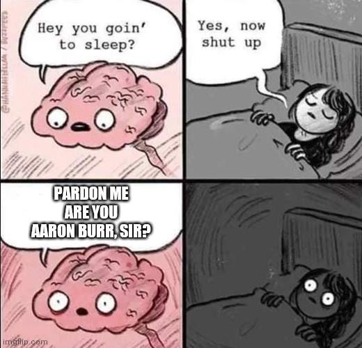 Help | PARDON ME ARE YOU AARON BURR, SIR? | image tagged in waking up brain | made w/ Imgflip meme maker