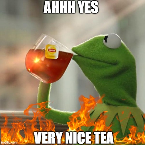 But That's None Of My Business Meme | AHHH YES; VERY NICE TEA | image tagged in memes,but that's none of my business,kermit the frog | made w/ Imgflip meme maker