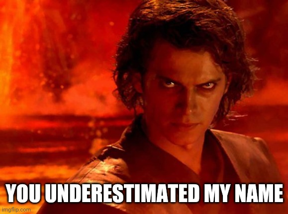 You Underestimate My Power Meme | YOU UNDERESTIMATED MY NAME | image tagged in memes,you underestimate my power | made w/ Imgflip meme maker