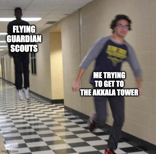 floating boy chasing running boy | FLYING GUARDIAN SCOUTS; ME TRYING TO GET TO THE AKKALA TOWER | image tagged in floating boy chasing running boy,the legend of zelda breath of the wild | made w/ Imgflip meme maker