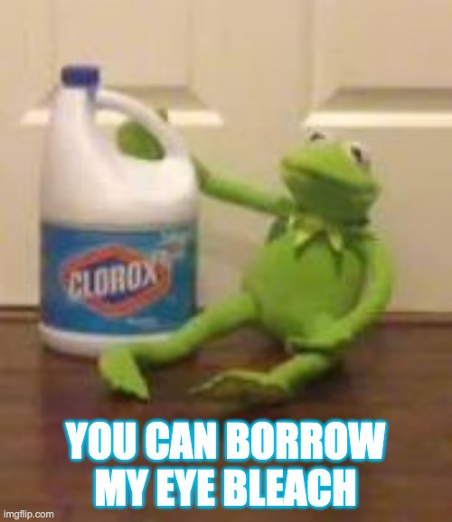 kermit bleach | YOU CAN BORROW MY EYE BLEACH | image tagged in kermit bleach | made w/ Imgflip meme maker