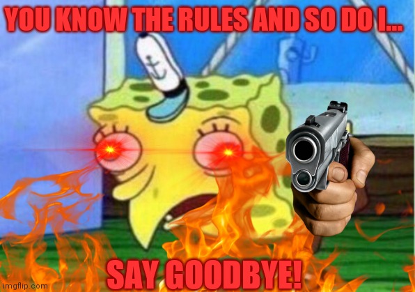 Say goodbye to SpongeBob | YOU KNOW THE RULES AND SO DO I... SAY GOODBYE! | image tagged in funny | made w/ Imgflip meme maker